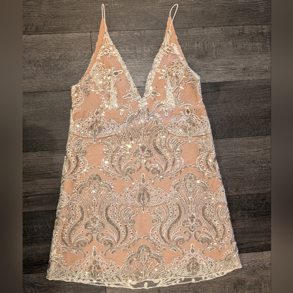 Free People Blush Sequin Mini Dress